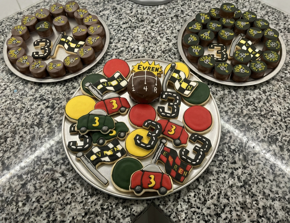 Racing themed cookies